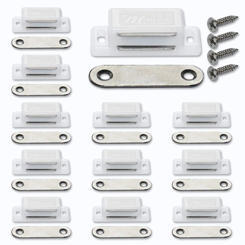 Renashed 12Pack Magnetic Door Catch - 15lb High Magnetic Plastic Heavy Duty Latch for Kitchen Bathroom Cupboard Wardrobe Closet Closures Cabinet Door Drawer Magnets Screws Included - Image 1